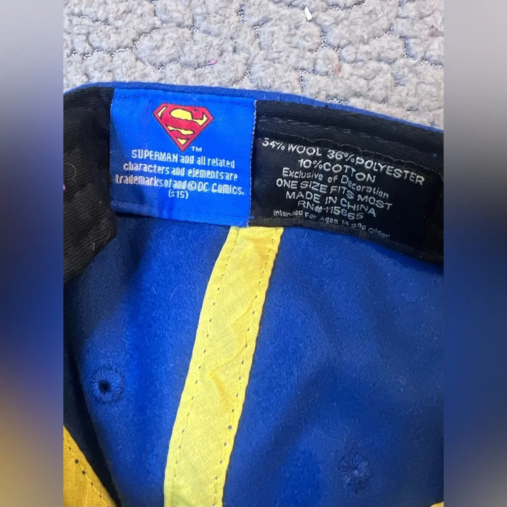 Vintage Superman Red And Blue adjustable Baseball Cap Wool Mens One Size - Picture 3 of 6